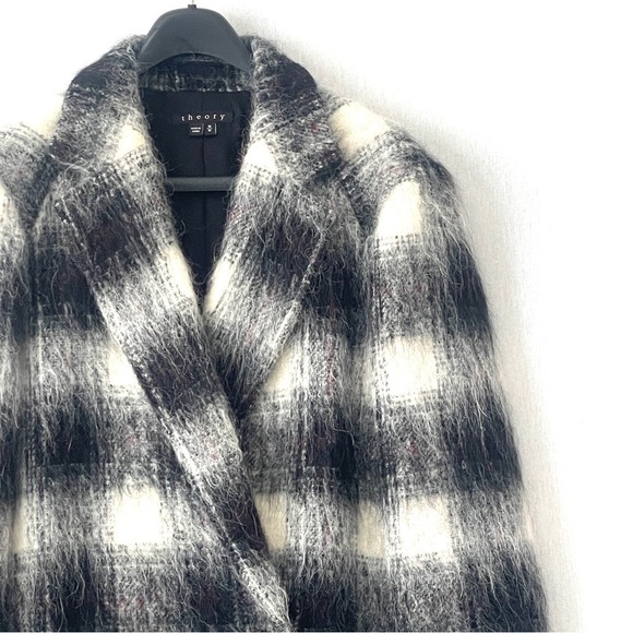 Theory Black and White Plaid Coat - Picture 5 of 12
